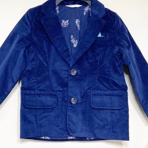 SOLD Velvet Navy Blue Baby Blazer with Pocket Square